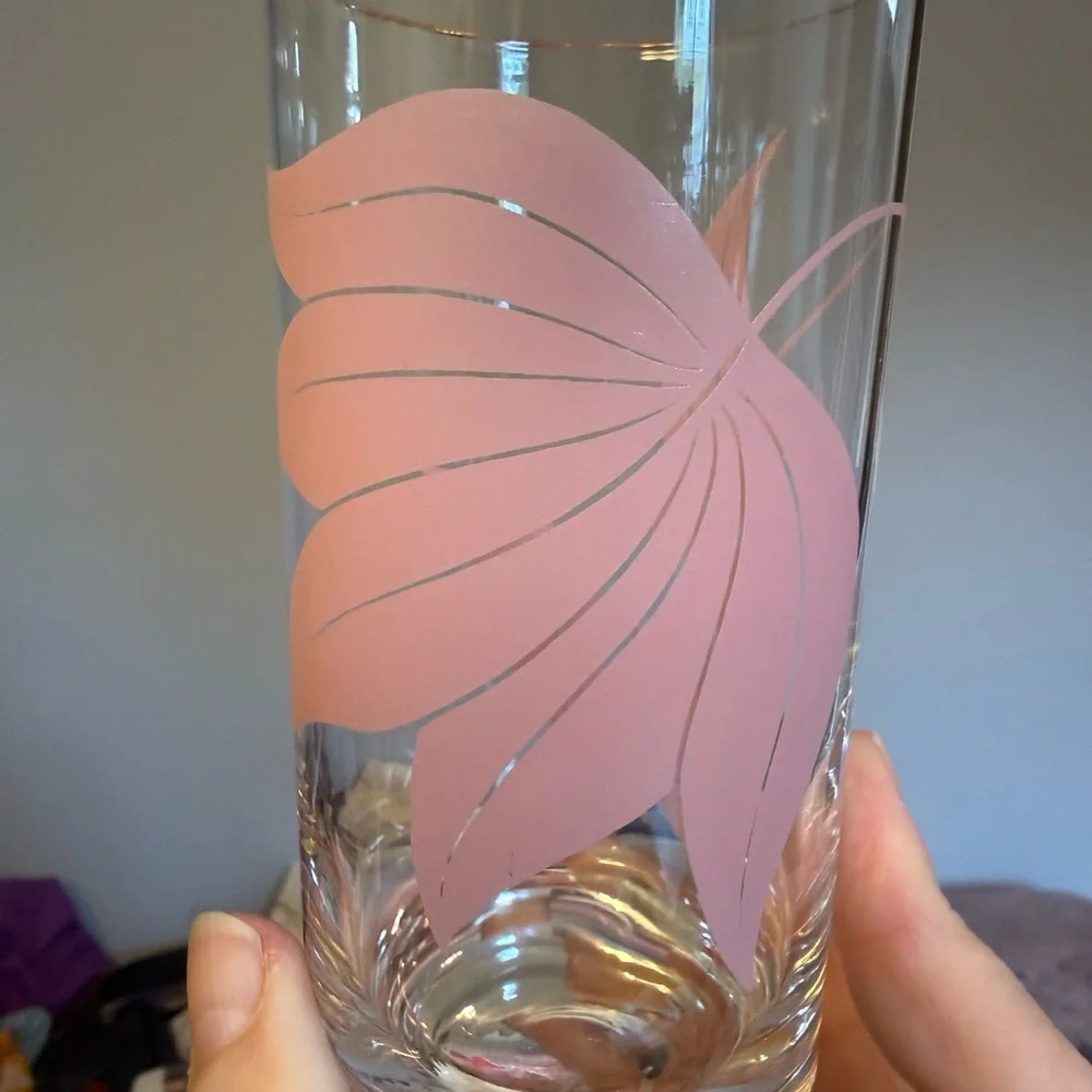 Set of Two Vintage MCM Leaf Design Glasses